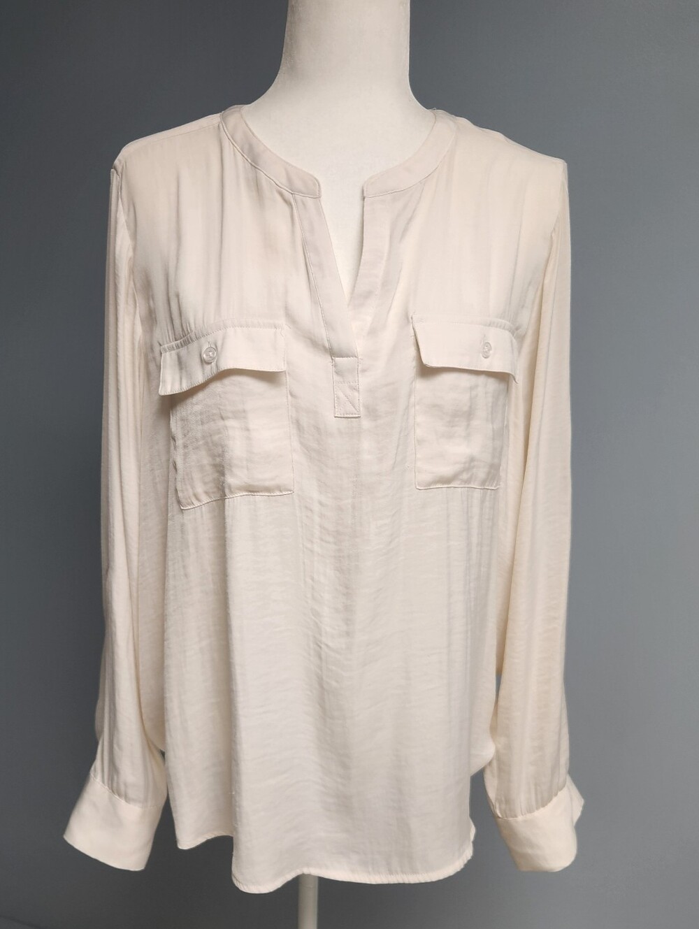 Simply Vera Vera Wang Cream Split V-Neck Long Sleeve Tunic